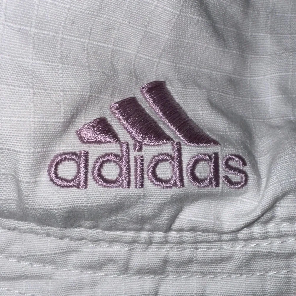 Adidas White Purple embroidered logo Bucket Hat sunhat beach summer aeroready